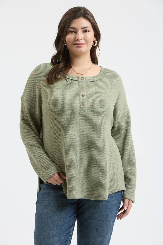 Shenna Curvy Girl Waffle Knit Long Sleeve