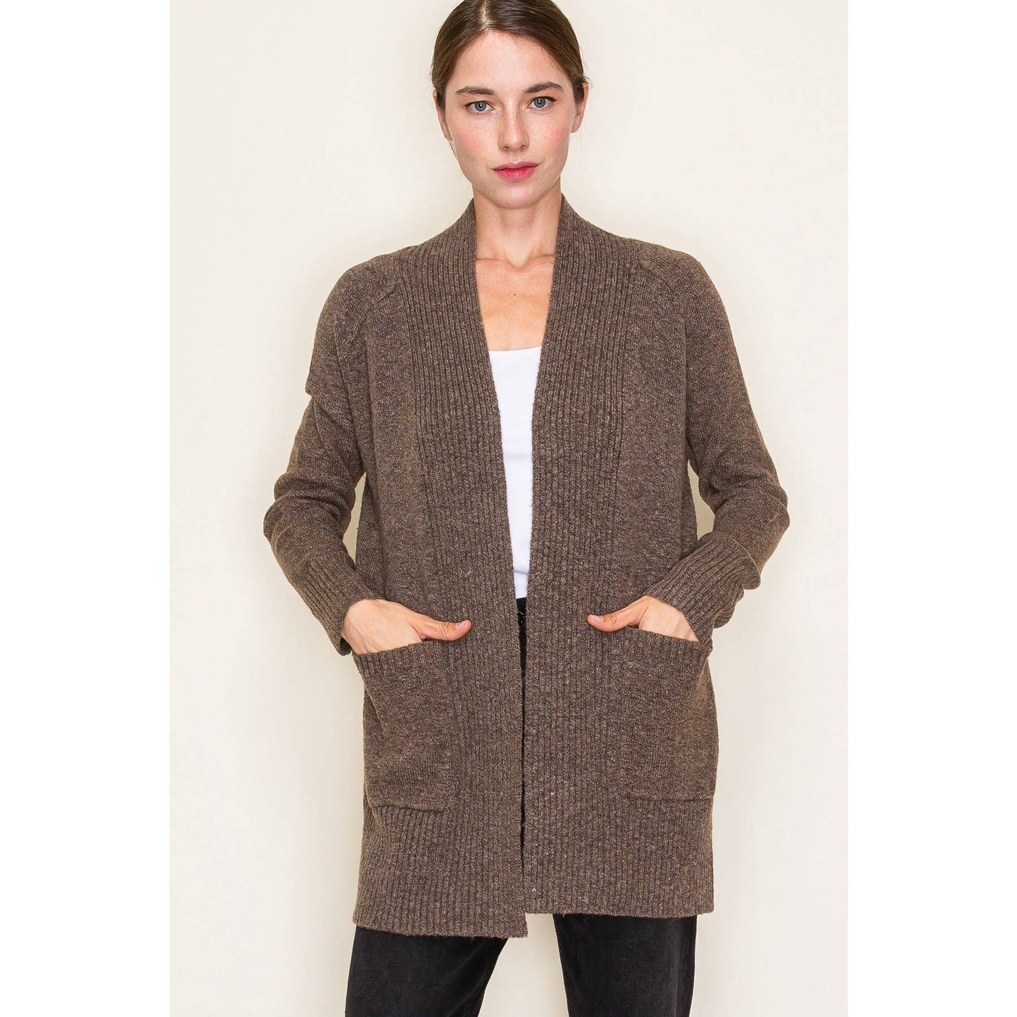 Avery Ribbed Cardigan with Pockets