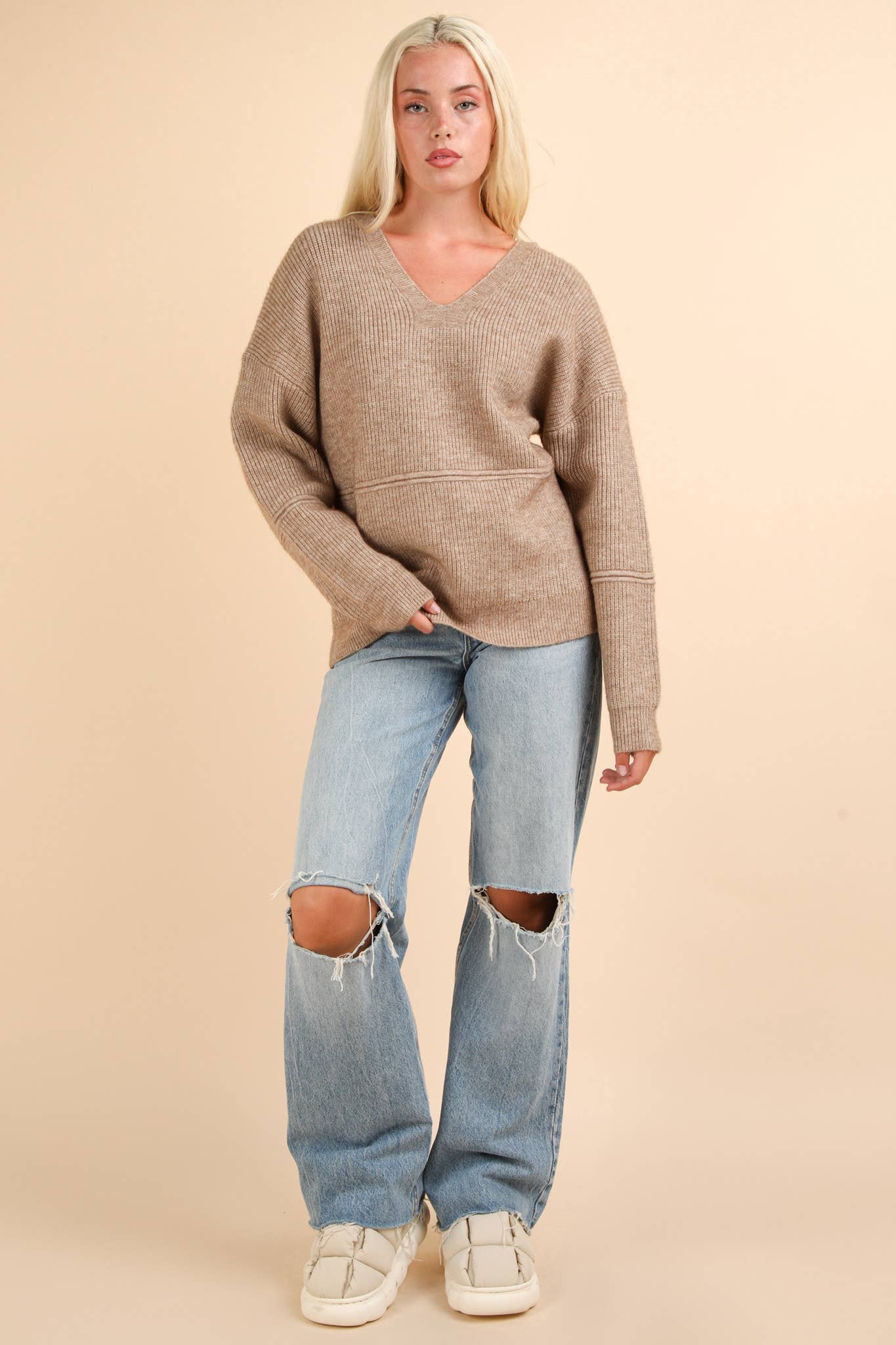 Curvy Girl Bailey Cozy Oversized Knit Sweater Hoodie