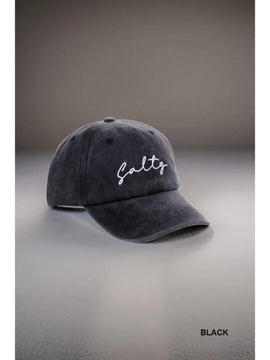 Salty Embroidered Vintage Washed Cotton Baseball Cap