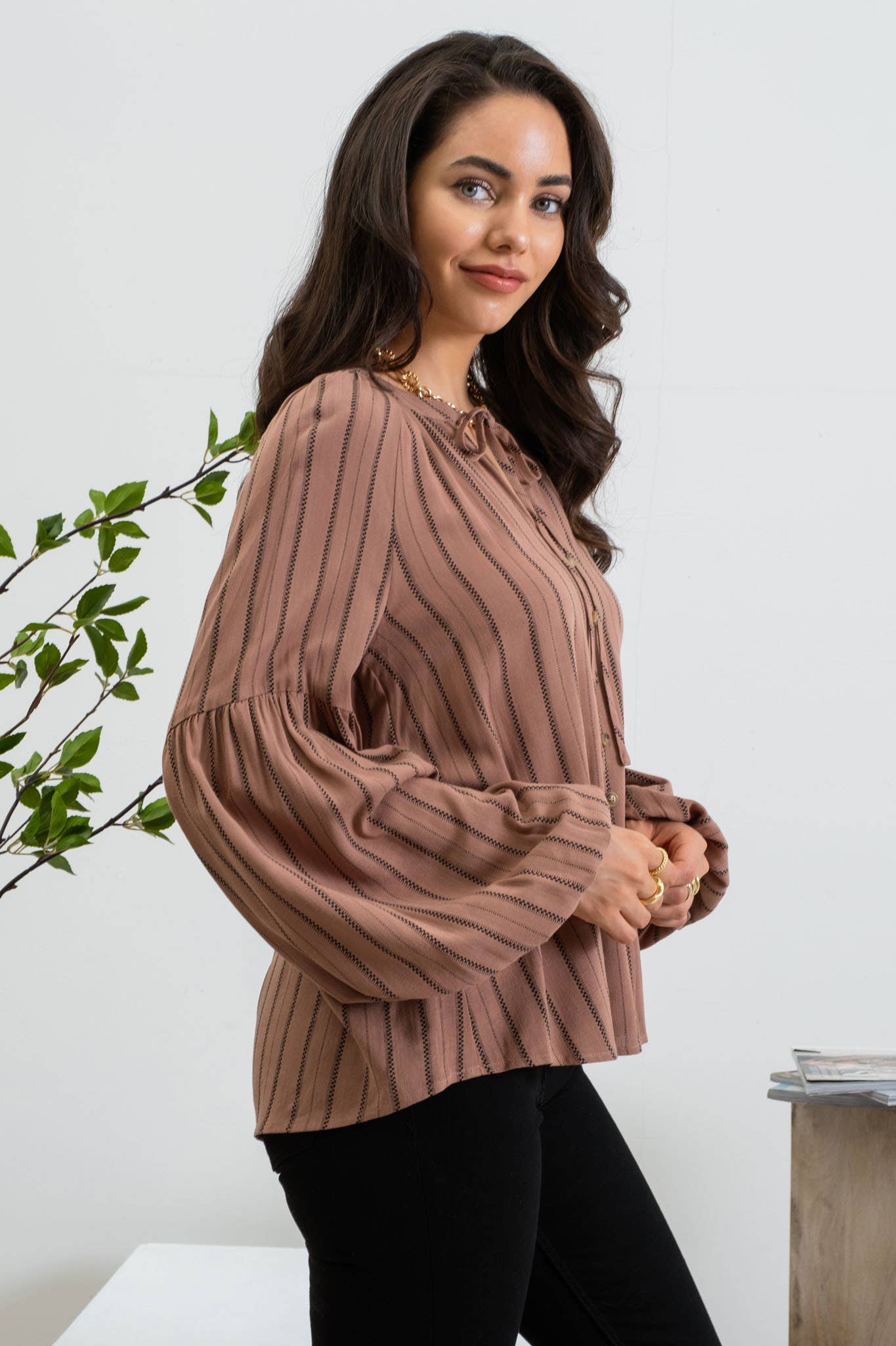 Lizy Striped Peasant Blouse