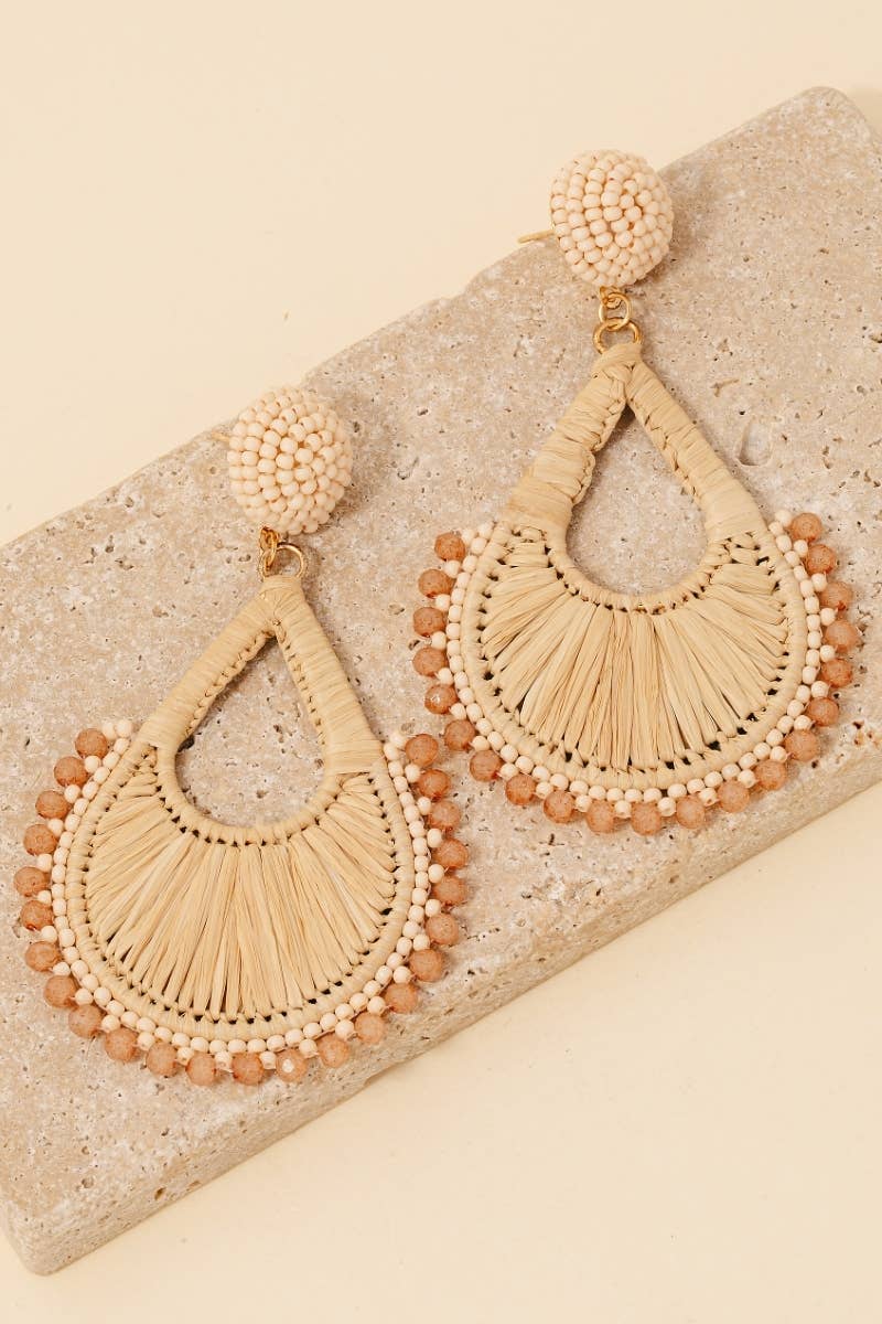 Beaded And Braided Tear Dangle Earrings