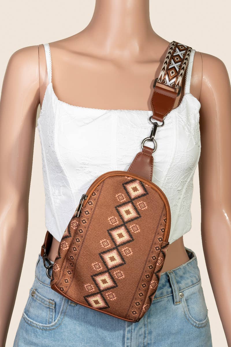 Tribal Pattern Crossbody Bag