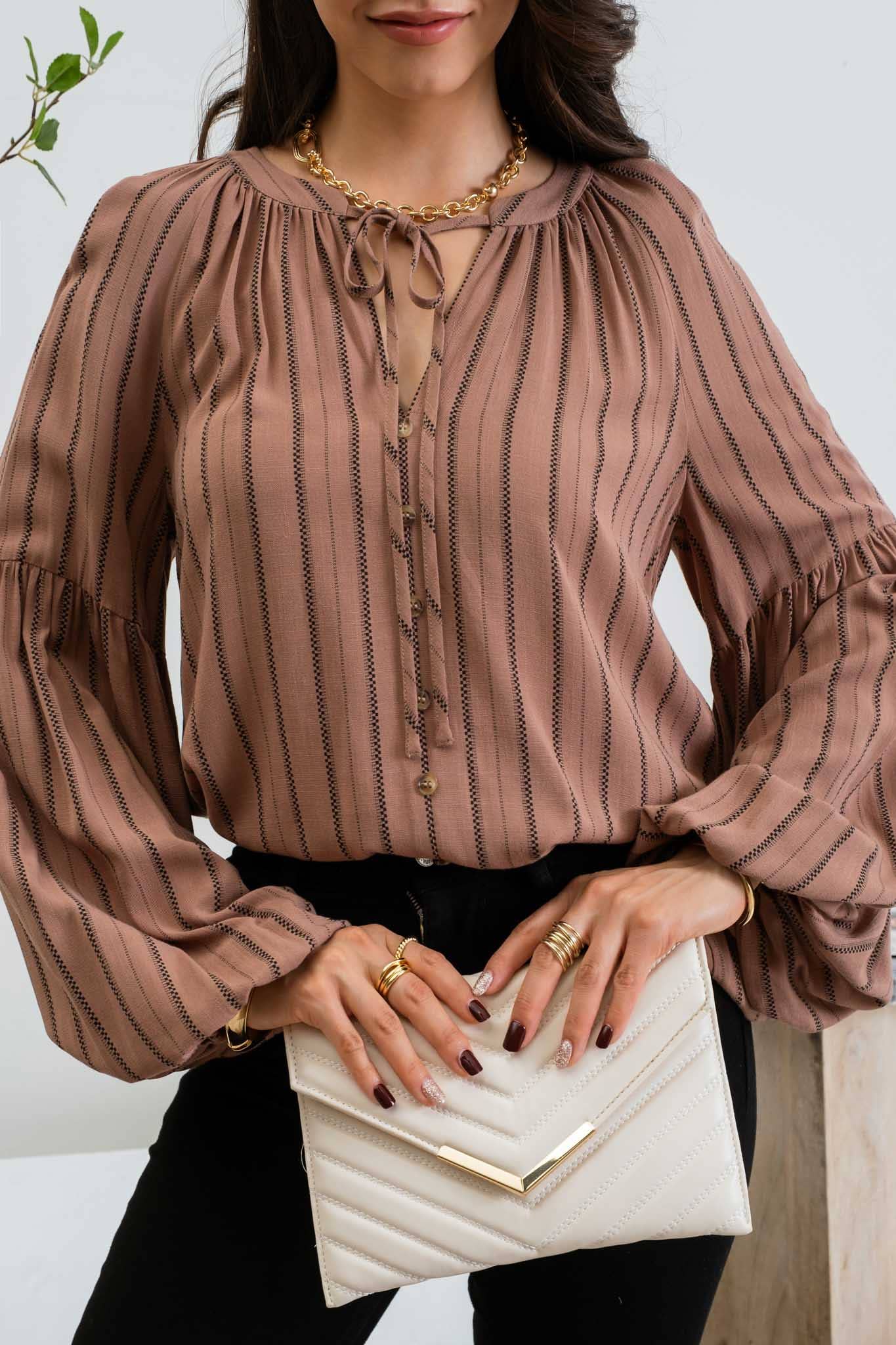 Lizy Striped Peasant Blouse