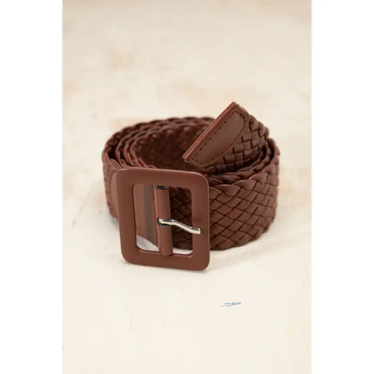 Braided Rectangle Buckle Leather Bel